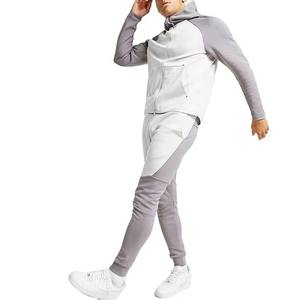 Venta al por mayor de fabricación de chándal de diseño personalizado para hombre con cremallera Sudadera con capucha y pantalones de chándal conjunto de bloque de color traje de chándal de algodón - Product Image 2