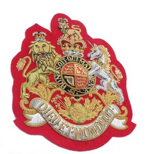 Custom Design Embroidery <b>Sew</b>-On Fabric Badge Luxury Fashion Wholesale Handmade Gold White 3D Nickel-Free Crest - Product Image 5