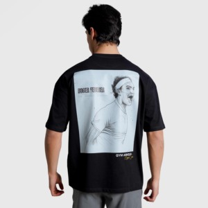 T-shirt de fitness suisse Legend (noir) en jersey léger 200 grammes avec impression sérigraphiée compressée pour l'entraînement en salle de sport - Product Image 1