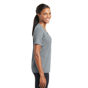 Camisetas con cuello en V de algodón peinado de manga corta de color sólido para mujer - Product Image 6