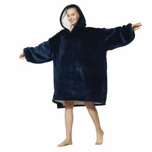 Hoodie <b>Blanket</b> Custom Color Print Pocket Winter Warm Flannel Sherpa <b>Hooded</b> Oversize Wearable Hoodie <b>Blanket</b> - Product Image 3