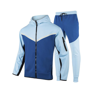 Venta caliente chándales de lana para hombres deportes atléticos cremallera Sudadera con capucha pantalones de jogging de gran tamaño de dos piezas ropa deportiva chándal hombres - Product Image 1