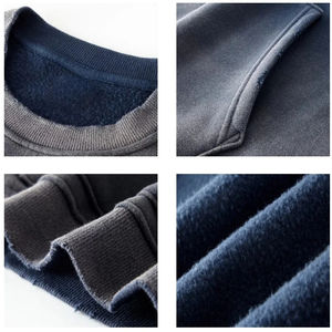 Customized <b>Men's</b> New Trending Sun Faded Acid Wash <b>Cropped</b> 100% Cotton Plus size casual O-Neck <b>Men's</b> Sweatshirts Custom Design - Product Image 3