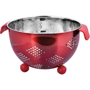 Colador de diseño clásico Premium Metal elegante con agarre de silicona roja Uso diario - Product Image 1