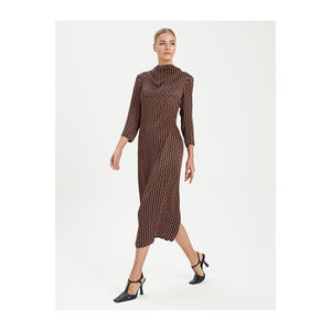 Robe de travail en satin imprimé avec col en viscose, sans doublure, sans poche, sans ceinture - Product Image 1