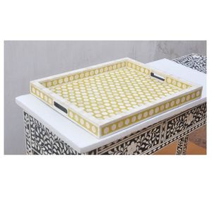 Plateau de service moderne personnalisable avec incrustations de os, motifs scéniques et à carreaux, occasion du Nouvel An - Product Image 1