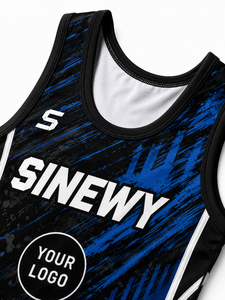 ชุดซิงเกิลเล็ตสำหรับนักมวยปล้ำชาย SINEWY แบบสั่งทำพิเศษ พิมพ์ลายด้านหน้า ผ้าสเตรช ระบายอากาศ แห้งเร็ว สีแดงน้ำเงิน - Product Image 5