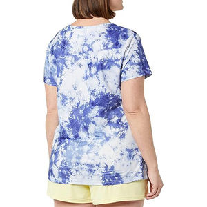 T-shirt pour femmes, surface en maille aérée, drapé doux, design flexible, flux doux, respirant, confort léger, coupe décontractée facile - Product Image 2