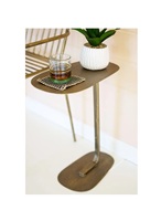 Table basse élégante et moderne, écologique, couleur argent, métal, finition aluminium nickel, meubles de salon, table de chevet