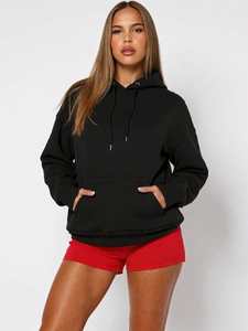 Sudadera con capucha negra con diamantes de imitación para mujer, logotipo personalizado, estampado en la espalda, Jersey adornado con estrellas, ropa de calle, sudadera, Top de moda informal - Product Image 4