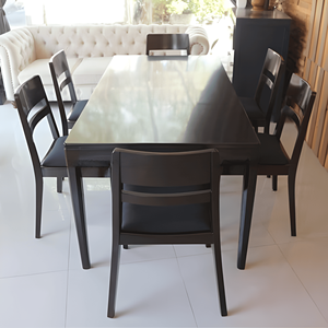 Ensemble de salle à manger moderne et durable en bois, 5 pièces, table rectangulaire et chaises, design minimaliste pour la maison et l'hôtel - Product Image 2