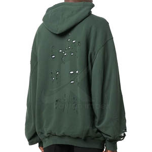 Streetwear de style styliste Sweat à capuche vieilli Sweat à capuche homme lourd personnalisé Sweat à capuche bord coupé vieilli - Product Image 5