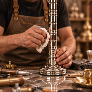 Chicha de table Farida Luxury Missile en laiton, ensemble complet avec cache-vent - Product Image 6