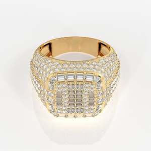 Grand Emperor Men's 18K Yellow <b>Gold</b> Moissanite Diamond <b>Ring</b> - Product Image 1