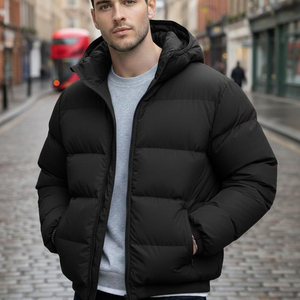 Veste matelassée à capuche, isolée, avec logo sur le devant, réversible, imperméable, écologique, séchage rapide, coupe-vent, vêtements d'extérieur d'hiver pour hommes - Product Image 4