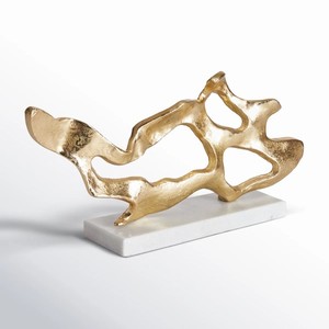 Sculpture abstraite dorée, décoration moderne pour la maison, œuvre d'art en métal unique, ornement de table, sculpture polie moderne - Product Image 4