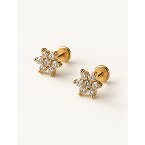 Pendientes de Zirconia con Micro Flores, Regalo Perfecto para Ella - Product Image 1