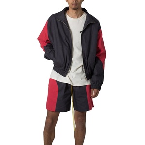 Custom Two-Piece Windbreaker Short <b>Set</b> Patchwork Zip-Up Cotton Polyester Casual Autumn Waterproof Streetwear - Product Image 1
