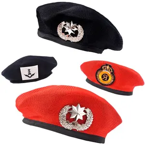 Gorra de uniforme de lana inspirada en oficial bordada personalizada, diseño de estructura, tapa plana ajustable para hombres, sombreros formales transpirables - Product Image 5