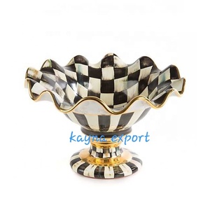 Cuenco de vidrio de ágata, rama de hoja de METAL decorativa de lujo con BASE de mármol, tazón de METAL para servir, con Placa dorada - Product Image 4