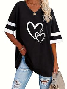 Camiseta Casual de Cuello en V de Manga Corta Transpirable de Jersey Holgada de Talla Grande para Mujer - Product Image 4