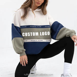 OEM Custom Embroidered Color Block <b>Hoodie</b> Streetwear High Quality Sport <b>Gym</b> Fleece Pullover 100% Cotton Oversized Women's <b>Hoodie</b> - Product Image 3