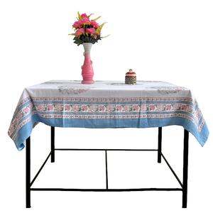 Mantel de Algodón Estampado a Mano con Rayas Florales, Mantel de Comedor Boho, Decoración Étnica para el Hogar al Mejor Precio - Product Image 1