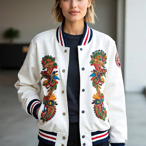 เสื้อแจ็กเก็ตทีมตัวแทนแบบสั้นมีซิปสำหรับผู้หญิงเสื้อแจ็คเก็ตบอมเบอร์มีซิปสำหรับผู้หญิง - Product Image 3