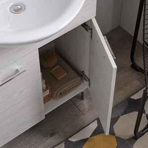 Mueble de Baño Ravenna de 65 cm, Resistente, con Lavabo y Encimera de Roble Blanco, Patas Cromadas, Estilo Contemporáneo - Product Image 5