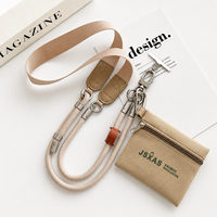 Cordon de téléphone réglable personnalisé à porter en bandoulière avec pochette zippée, sangle mains libres pour mobile et ensemble porte-cartes de voyage