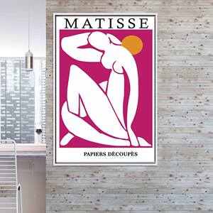 Décoration murale sur toile abstraite : impression artistique de la femme de Matisse, toile encadrée blanche - Product Image 1