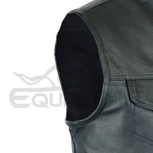 Gilet en cuir pour hommes couleur noire poches col Mandarin taille XL chaud hiver gilet en cuir de vachette gilet personnalisé au Pakistan - Product Image 5
