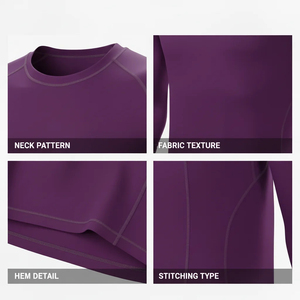 Custom Factory Wholesale <b>Compression</b> <b>Shirt</b> – Long Sleeve Purple Athletic Rash Guard Base Layer <b>for</b> <b>Men</b> & Women - Product Image 4