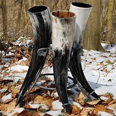 Corne à boire Viking faite à la main en véritable corne naturelle de la tradition avec la meilleure qualité fabriquée par exportation depuis l'Inde - Product Image 3