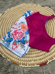 Ropa de fiesta Exclusiva Última tendencia Nueva mezcla de Georgette con sari y blusa con estampado digital a precio barato - Product Image 6