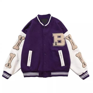 Personalizado de gran tamaño de chenilla bordado Universidad Bomber béisbol Varsity Chaqueta estilo Letterman cierre de cremallera recubierto - Product Image 5