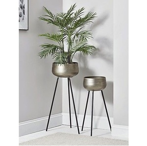 Juego de 2 macetas de metal plateado para interiores y exteriores para decoración del hogar y hotel Maceta de nueva condición para Precio de jardín - Product Image 1