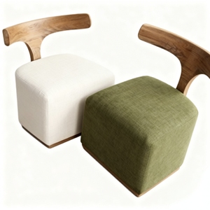 Tabouret moderne en bois massif avec dossier ergonomique en bois - Utilisation en chambre et en hôtel - Product Image 1