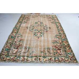 Alfombra Turca de 6.2x9 pies, Alfombra Vintage Grande, Alfombra con Bordes Marrones y Verdes - Product Image 3