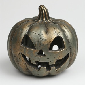Decoración de calabaza de aluminio Premium, tallada a mano con acabado artístico de pátina, que ofrece un ambiente festivo de Halloween en refinado - Product Image 6