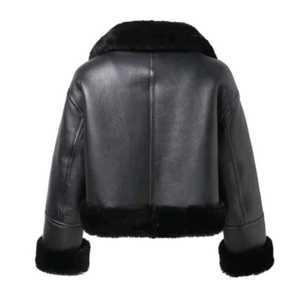 Black Sheep <b>Leather</b> Windproof Streetwear Men's Faux Fur Lined Zip up Bomber <b>Jacket</b> <b>Winter</b> Outerwear - Product Image 2