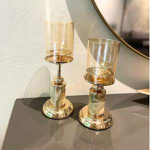 Bougeoir européen de luxe créatif vintage en métal doré pour la décoration intérieure (Ensemble de 2) - Product Image 6