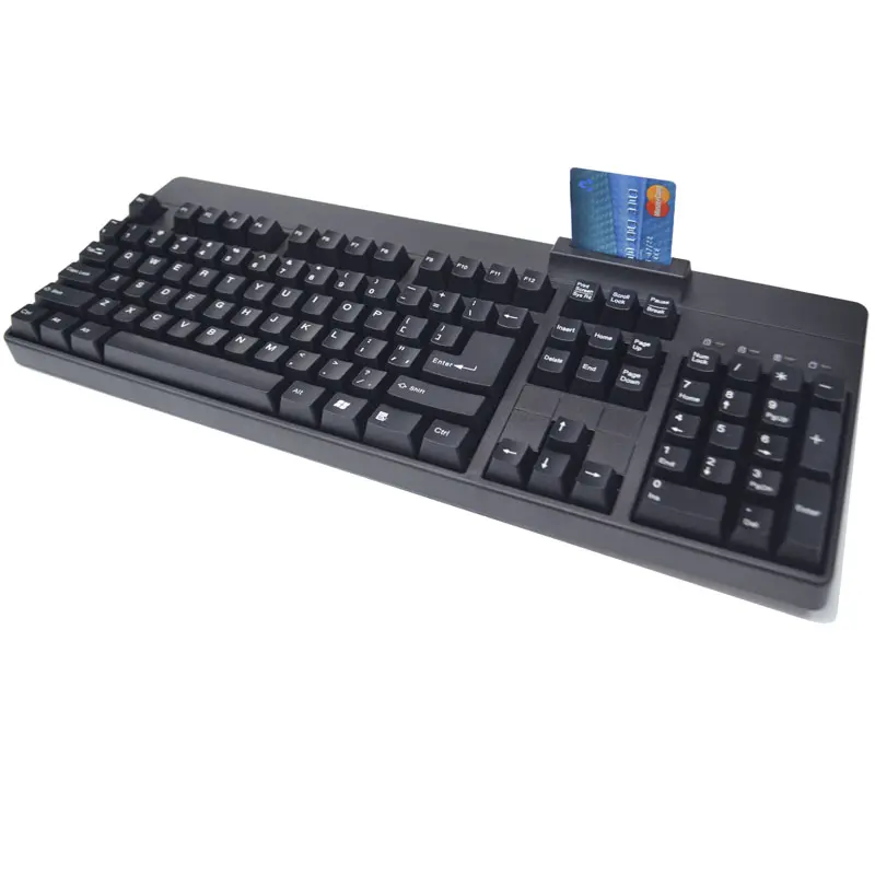 O teclado da posição usb do tamanho completo feito sob medida com leitor inteligente do cartão; suporte cartões inteligentes iso 7816 classe a, ab e c