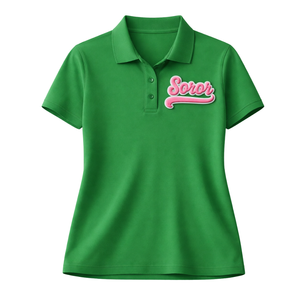 Polo Verde de Hermandad Femenina Griega, Rosa y Verde, Ropa Casual Elegante para Hermandad Universitaria - Product Image 3