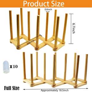 Support de séchage de bouteille de tasse en bois, verre à boire rétractable et égouttoir de bouteille de sport, support de tasse et sac en plastique - Product Image 2