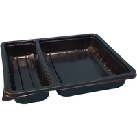Barquette alimentaire en plastique pour micro-ondes à 2 compartiments, 200x240x55, pour sushi, sandwich, préparation de repas, à emporter, conteneur de charcuterie avec couvercle