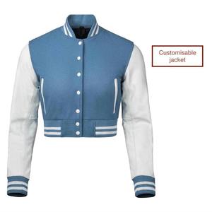 Veste universitaire courte de haute qualité personnalisée pour femmes, veste de baseball, veste d'école, veste universitaire, veste bomber courte pour femmes - Product Image 5