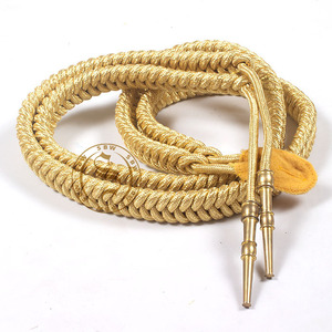 High Quality Gold-colored Knotted Cord Aiguillettes for Aviation Uniform | Ceremonial Golden Aiguillette for Pilot Uniforms - Product Image 1