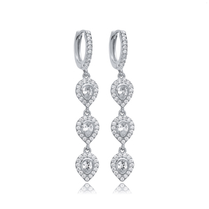 Three Pear Design Zircon <b>Long</b> Dangle <b>Earrings</b> Wholesale Turkish Handcrafted 925 Sterling <b>Silver</b> Trendy Wedding Fine Jewelry - Product Image 5