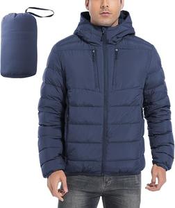 Chaqueta acolchada con capucha transpirable impermeable de invierno informal para hombre, cuello levantado, logotipo frontal, larga, hecha a medida, talla 100% - Product Image 1